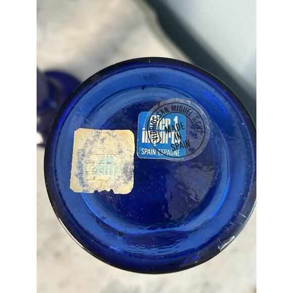 3 Vintage Pier 1 Imports Cobalt Blue Pillar Candle Holder or Vase Recycled Glass - Picture 5 of 13